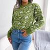 Women Autumn Winter Contrast Color Star Long Sleeve Casual Knitted Sweater