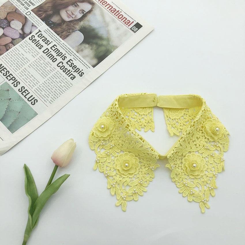 White Fake Collar for Women Shirt Blouse Necklace Candy Color False Collar Handmade Beads Detachable Sweater Collars Decor