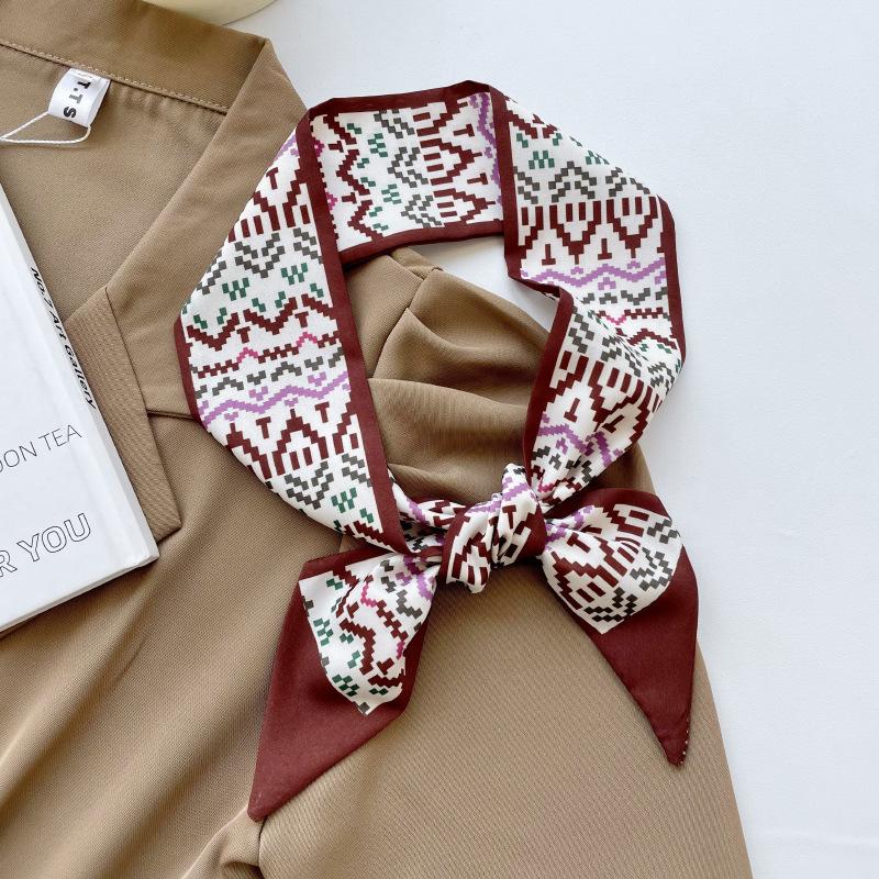 Long Silk Scarf, High-end New Versatile Hair Tie Streamer, Atmosphere Ribbon, Spring and Summer Decorative Scarf, Tied Bag Streamer