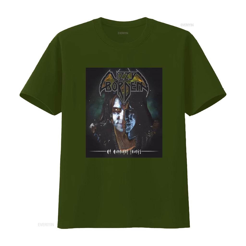 LIZZY BORDEN MY MIDNIGHT THINGS Print Black T Shirt for Men X Large vintage Washed Slightly Top For Everyday Wear Versatile