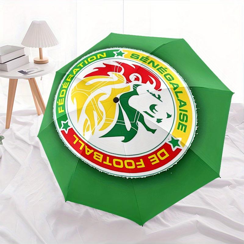 Senegal Football Federation Logo Automatic Folding Umbrella 8 Ribs, Durable Iron Frame, Bright Color Pattern Compact Travel Umbrella, Suita