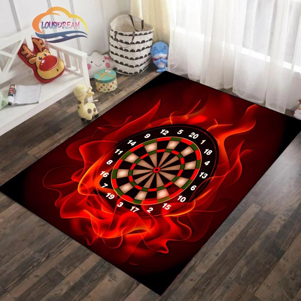 Ice and Fire Darts Pattern Carpet Fashion Soft Mat Gifts for Sports Lovers Household Floor Outdoor Play