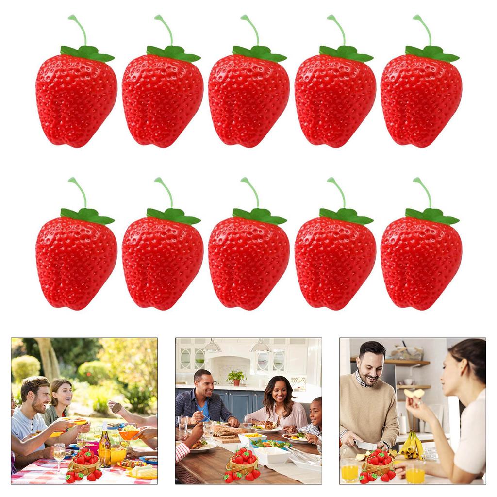 10Pcs Artificial Strawberry Simulation Fruit Model for Home Kitchen Wedding Table Decoration Basket Display Photography