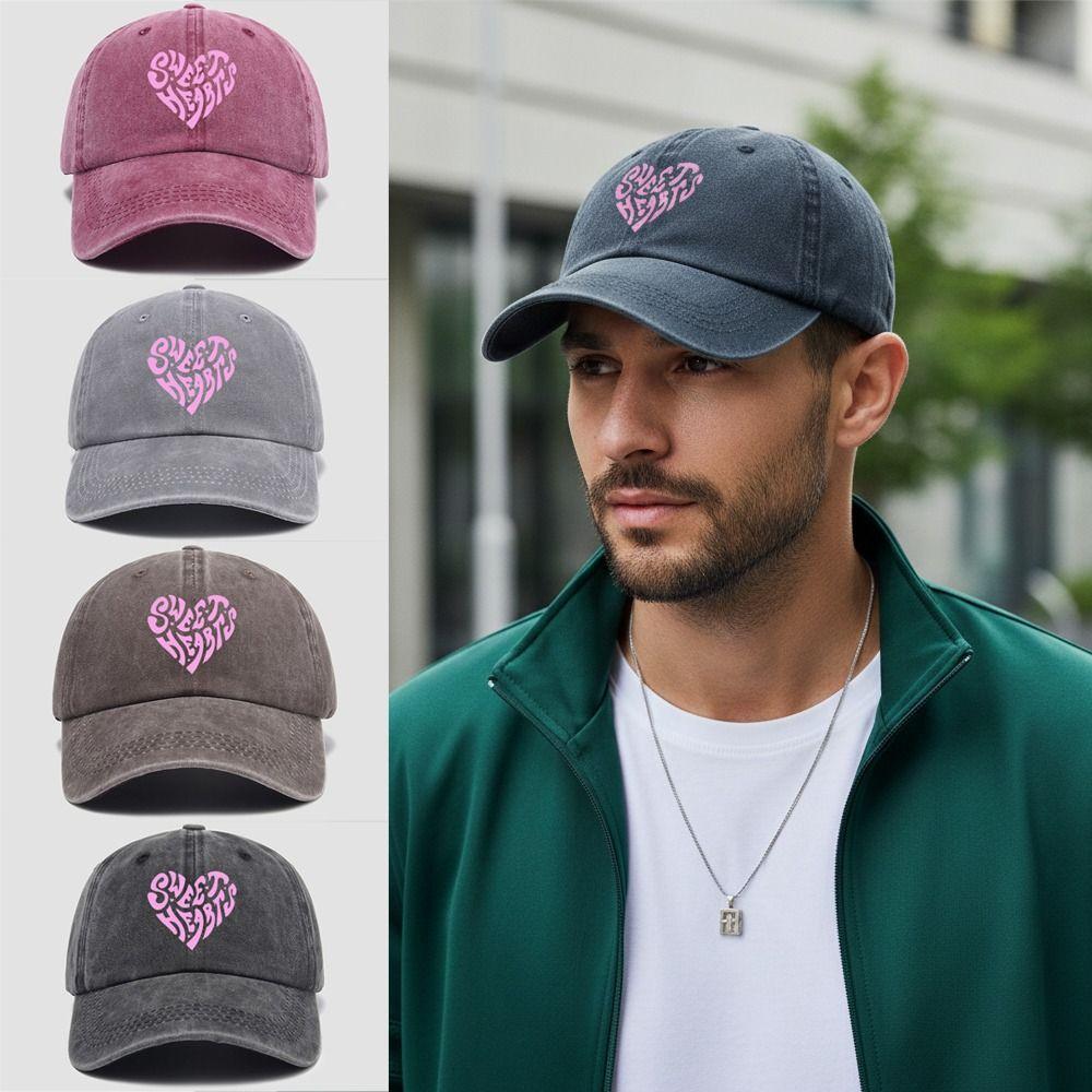 Sweet Heart Printed Visor Baseball Cap For Man Women Hiking Fishing Vacation