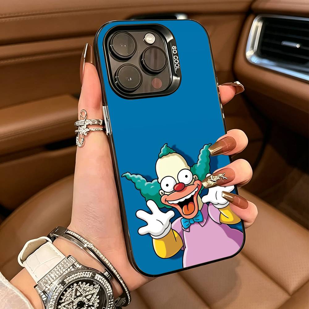 S-Симпсоны C-Мультфильм Чехол для телефона Для IPhone17 16 11 12 13 14 15 16 Pro Max Plus Чехол Цветной Серебристый Funda Бампер
