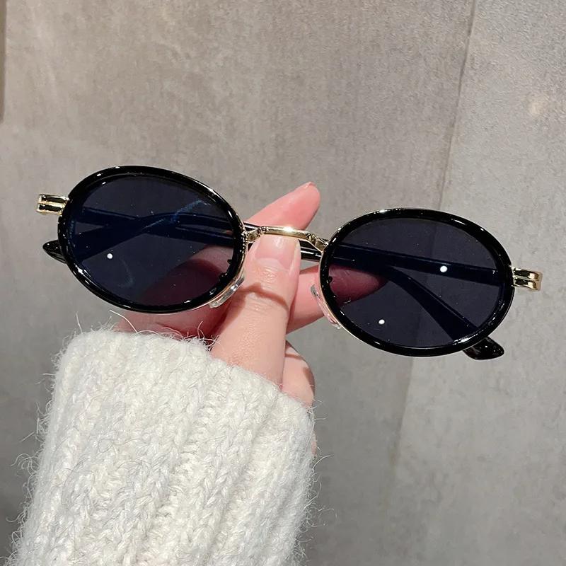 Punk Women Men Sun Glasses Fashion Ins Small Oval Frame Sun Shades Eyeglasses Ladies Outdoor Plain Sunglasses