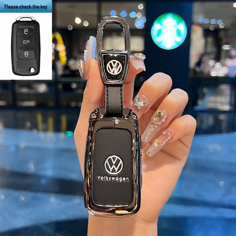 Чехол для ключей Volkswagen для Teramont, ID3, Tayron, ID4, Golf 8, Lamando - Металлическая и кожаная оболочка.