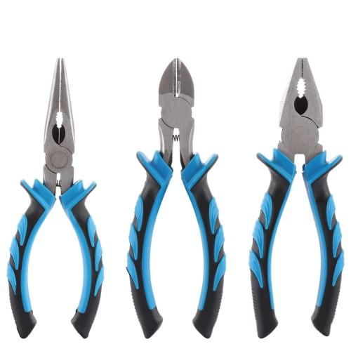 Yanuki Pliers Set, 3-Piece Set, Includes Pliers, Needle-Nosed Pliers, and Diagonal Cutting Tools for Electricians, Home Construction, Auto Repair, Ste