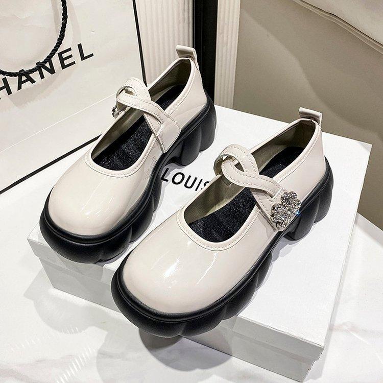 Туфли Мэри Джейн на платформе, женские весенние туфли в студенческом стиле, маленькие кожаные туфли, туфли из свиной почки, одинарные туфли на толстом каблуке