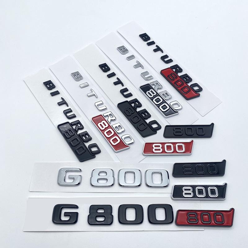 3D ABS Black Silver Letters G800 800 BITURBO Emblem for Mercedes Benz Brabus G Car Fender Trunk Rear W464 Logo Sticker MU8