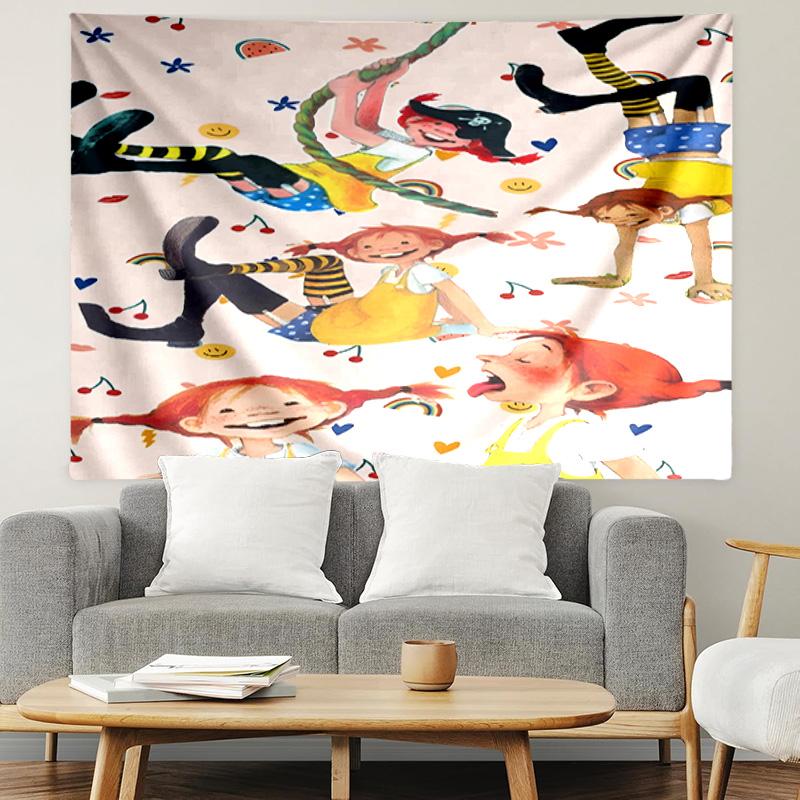 Pippi Longstocking Print Tapestry, Lightweight Wall Hanging, for Bedroom, Dorm, Living Room, Home Art Decor, Birthday Christmas Gift for Friends