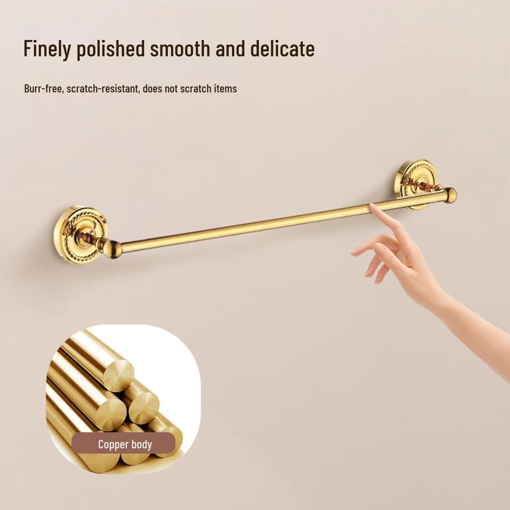 European Gold All-Copper Bathroom Towel Rack & Accessories Set