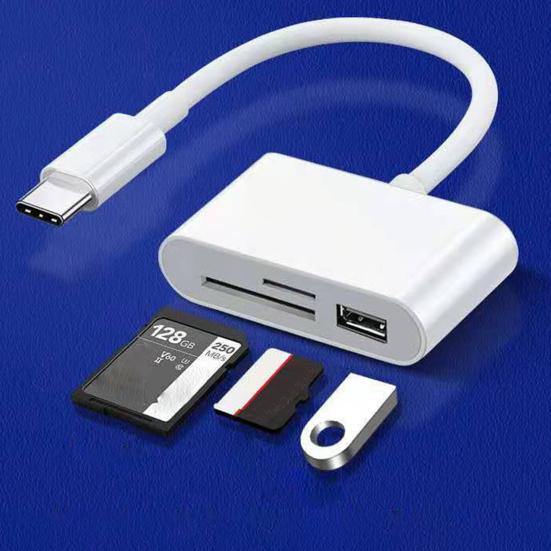 Кардридер 3-в-1 Многофункциональный USB 2.0/Type-C U Disk TF Card Reader OTG Адаптер для мобильного телефона