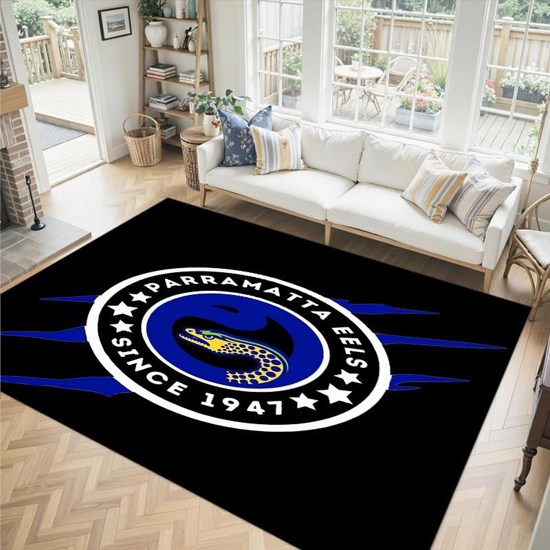 Parramatta Eels Design Crystal Velvet Carpet Cozy Non?Slip Printed Rug For Bedroom Living Room Entrance