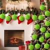 16 шт. Рождественские зеленые шары, пушистые шары, подвесные украшения для рождественской елки, подвеска из искусственного меха с помпоном для домашнего офиса, школы, декора