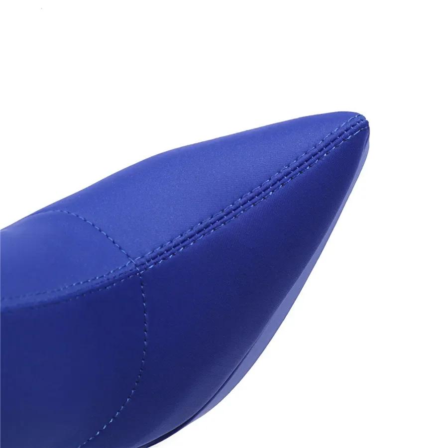 Женские ботильоны на платформе, на высоком толстом каблуке, с острым носком, розово-красные, фиолетовые, из эластичного атласа, для вечеринки, клуба, женские осенние короткие ботинки-слипоны