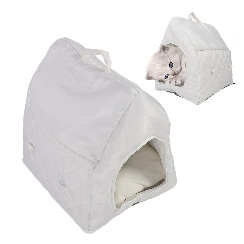 Four Ssons Pet House with Constant Temperature Hting Pad Detachable Washable Cover 35C to 55C Soft Overht Prevention Auto Power Off Cat Cave