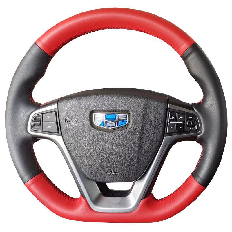 Кожаный чехол на руль для Emgrand GS/GL, Geely Boyue, Binyue, Vision, Borui - сшитый вручную на заказ
