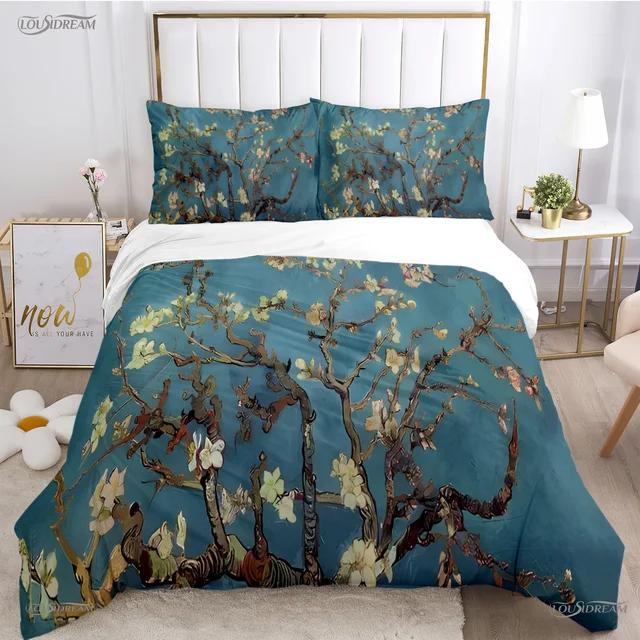 Van Gogh Art Cute Kawaii Пододеяльник Одеяло Постельное белье Мягкий пододеяльник и наволочки для подростков Односпальная/Двуспальная/Queen/King