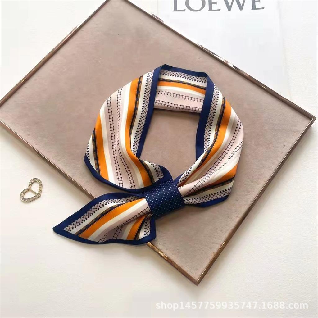 Silk Scarf Small Long Square Scarf Women'S High-End Neck Protection Scarf Professional Matching Shirt Scarf