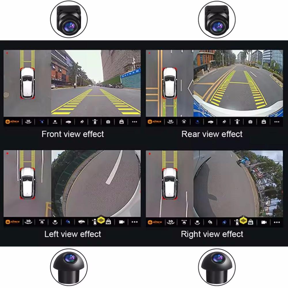 360° Car Panoramic Camera System 720P/1080P AHD Right+Left+Front+Rear View Camera System for Android Auto Radio Night Vision