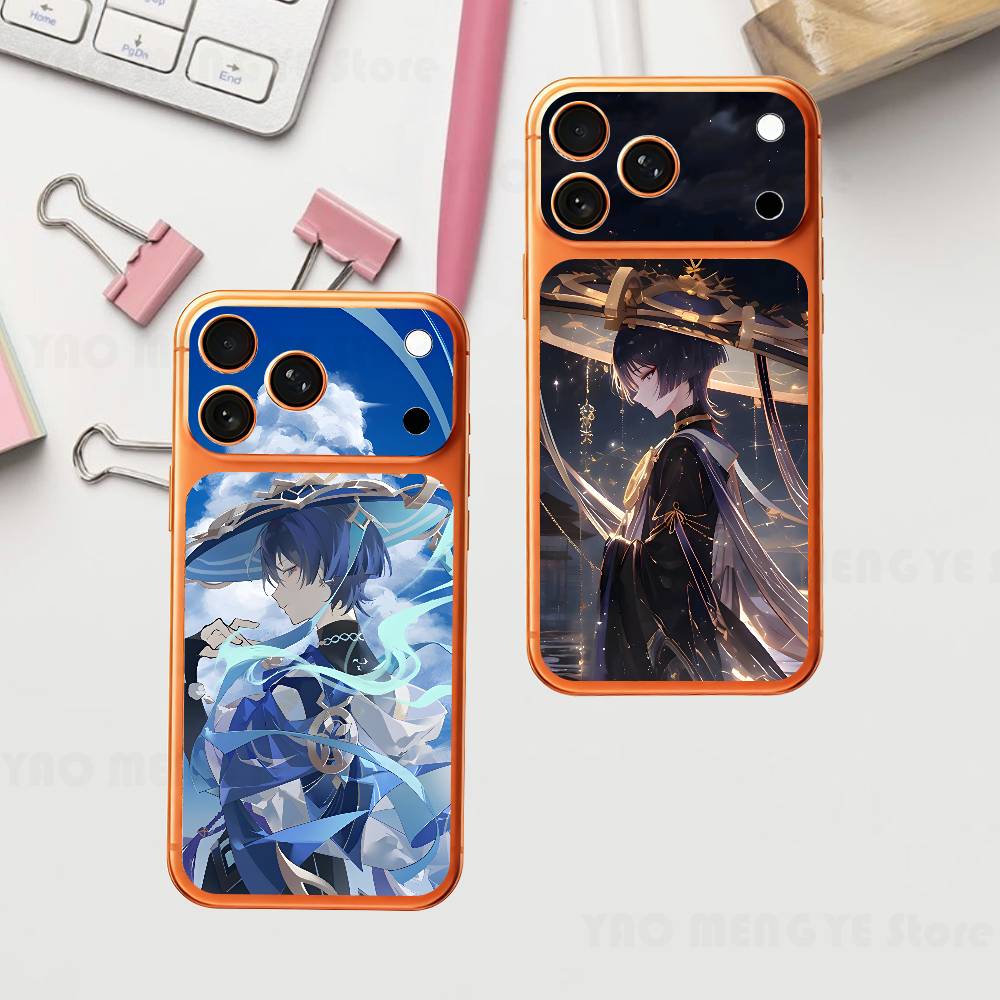 Популярная Игровая Фигурка Странник Genshin Обычная Наклейка Скин Для IPhone17 Pro ProMax Задняя Пленка Чехол Обертка Антицарапина Прочная Наклейка