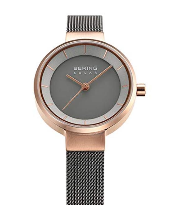 BERING Solar Серый и Розовый Нержавеющая сталь с сеткой Официально Сапфировые Женские Часы, Золото, Ремешок, 14627-369, Импортные, 3-летняя гарантия,