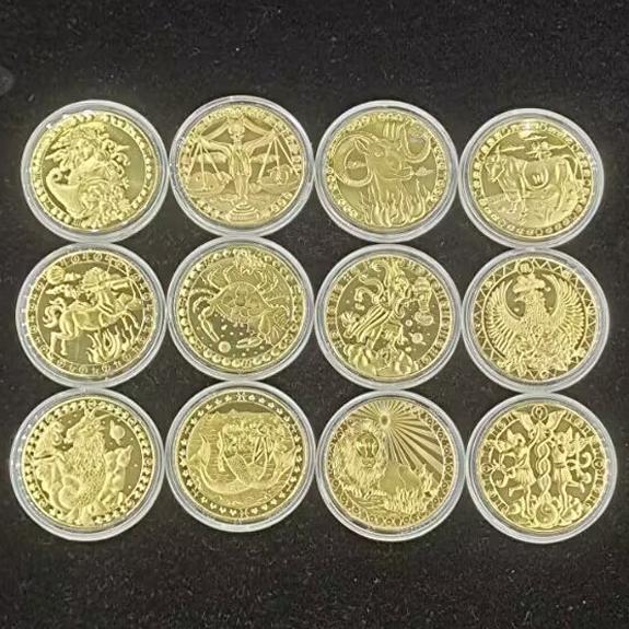 Двенадцать памятных медалей «Созвездие» Золотые монеты «Зубная фея» 12 поделок по знаку зодиака Европейские и американские монеты Монеты «Созвездие счастливого стража»