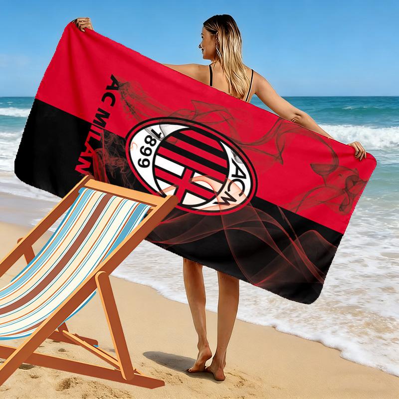 AC Milan Print Beach Towel, Large Soft Quick Dry Towel for Beach Camping Swimming