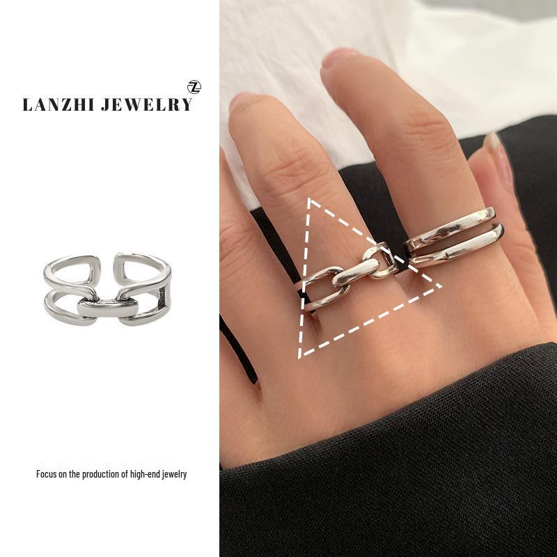 Тайское серебро Женское наборное кольцо - Серебро 925 пробы, Нишевый дизайн, Простые и универсальные украшения