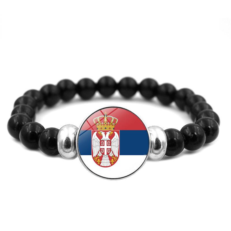 287 Countries National Flag Snap Button Elastic Band Beads Country Flag Independence Day Bead Jewelry Beaded Bracelet