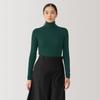 MUJI Washable Wool Rib Turtleneck Dark Size BA1OXA4A Women's High-Gauge Sweater, Green, M,