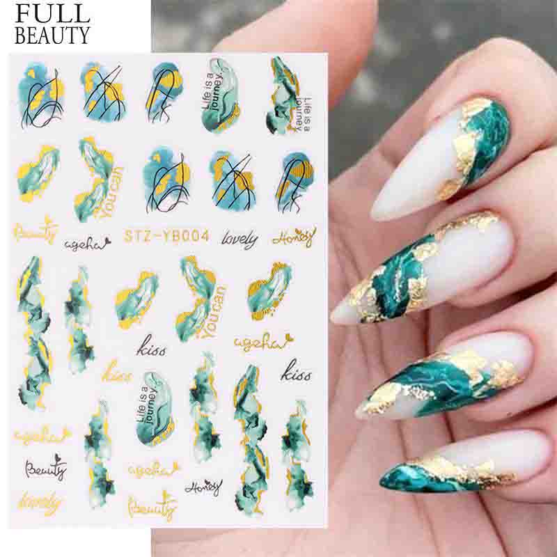 Fashion Marbling Pattern 3D Nail Art Decal Summer Gel Polish Sticker Geometry Manicure Decoration