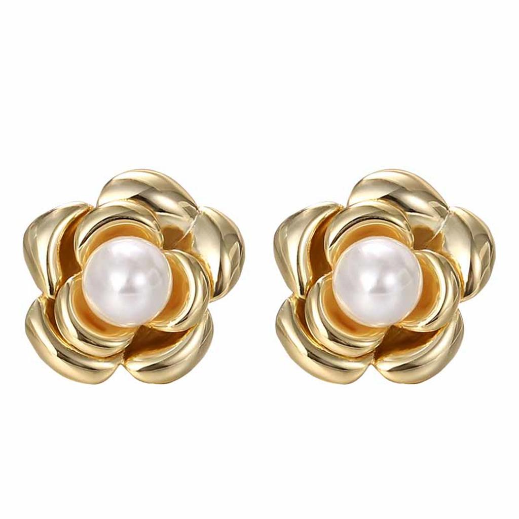 Французские ретро серьги-пусеты с жемчугом, серьги-гвоздики с камелией из серебряной иглы, темперамент леди Сяосян, новые серьги высокого класса.