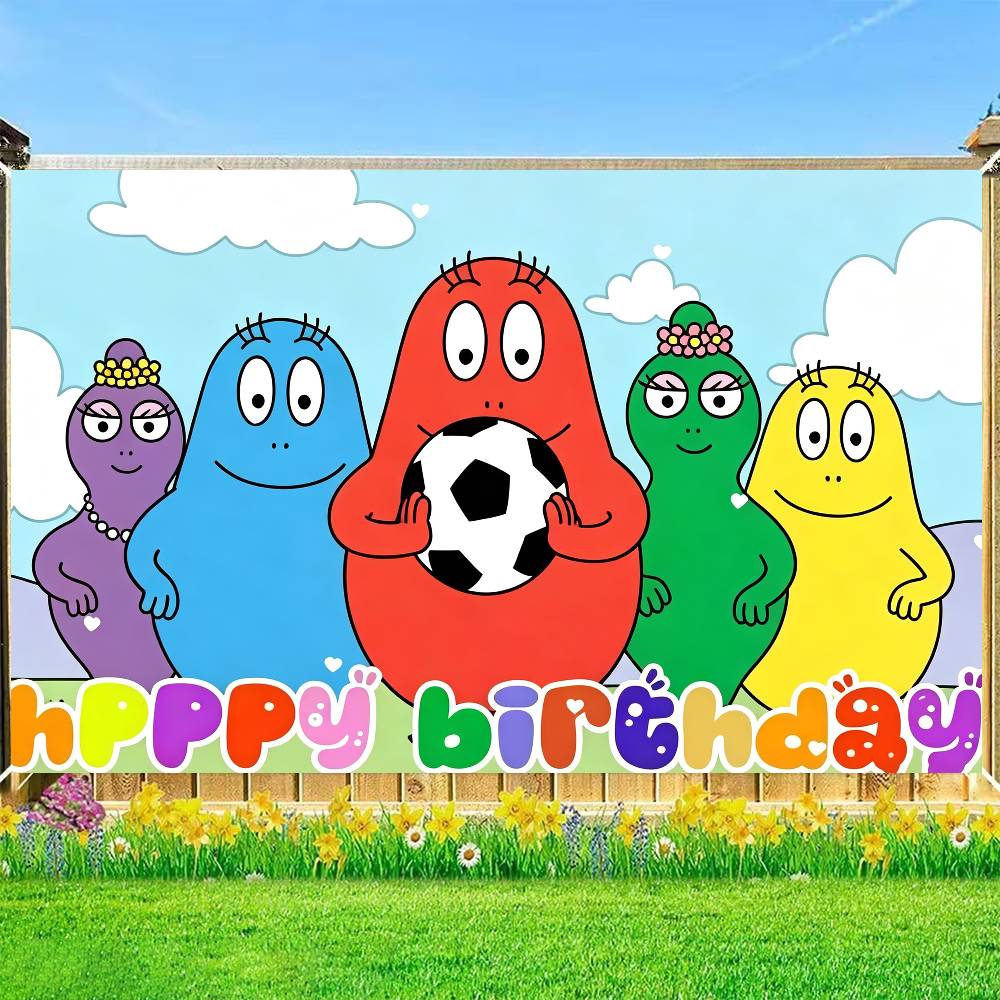 Anime Halo Barbapapa themed birthday backdrop, decorations for children and boys, photography props on5429