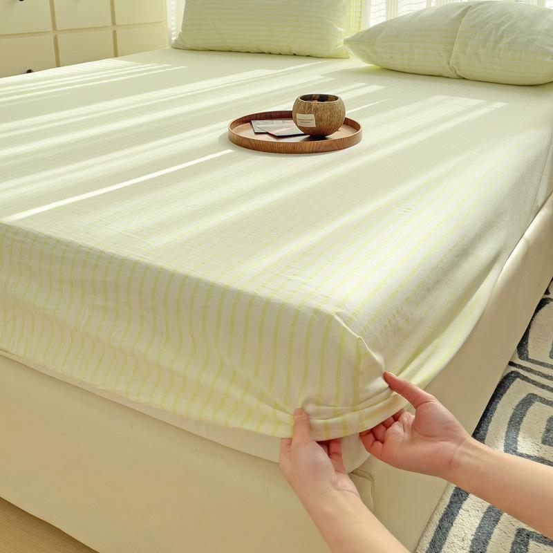 Постельное белье современного дизайна, из ткани с принтом в виде узора «линеллае» светло-зеленого цвета, хлопок, дышащее, наматрасник, красочная простыня на резинке с наволочкой