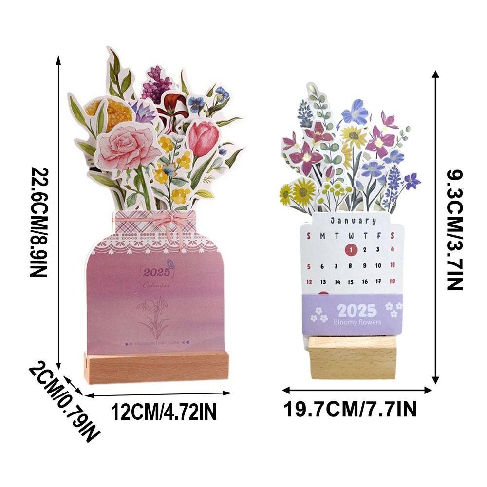 Декор офисного стола Цветущие цветы Настольный календарь Ваза Форма настольный перекидной календарь для школы и офиса