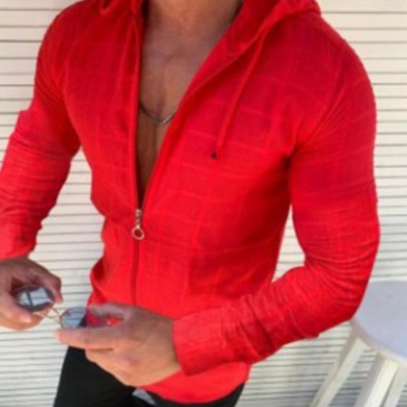Новая повседневная тонкая рубашка с длинными рукавами, мужская рубашка с капюшоном