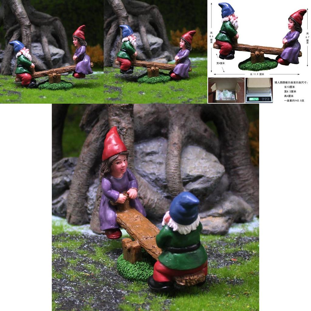 Dwarf Seesaw Micro Landscape Resin Figurine For Holiday Party Centerpiece