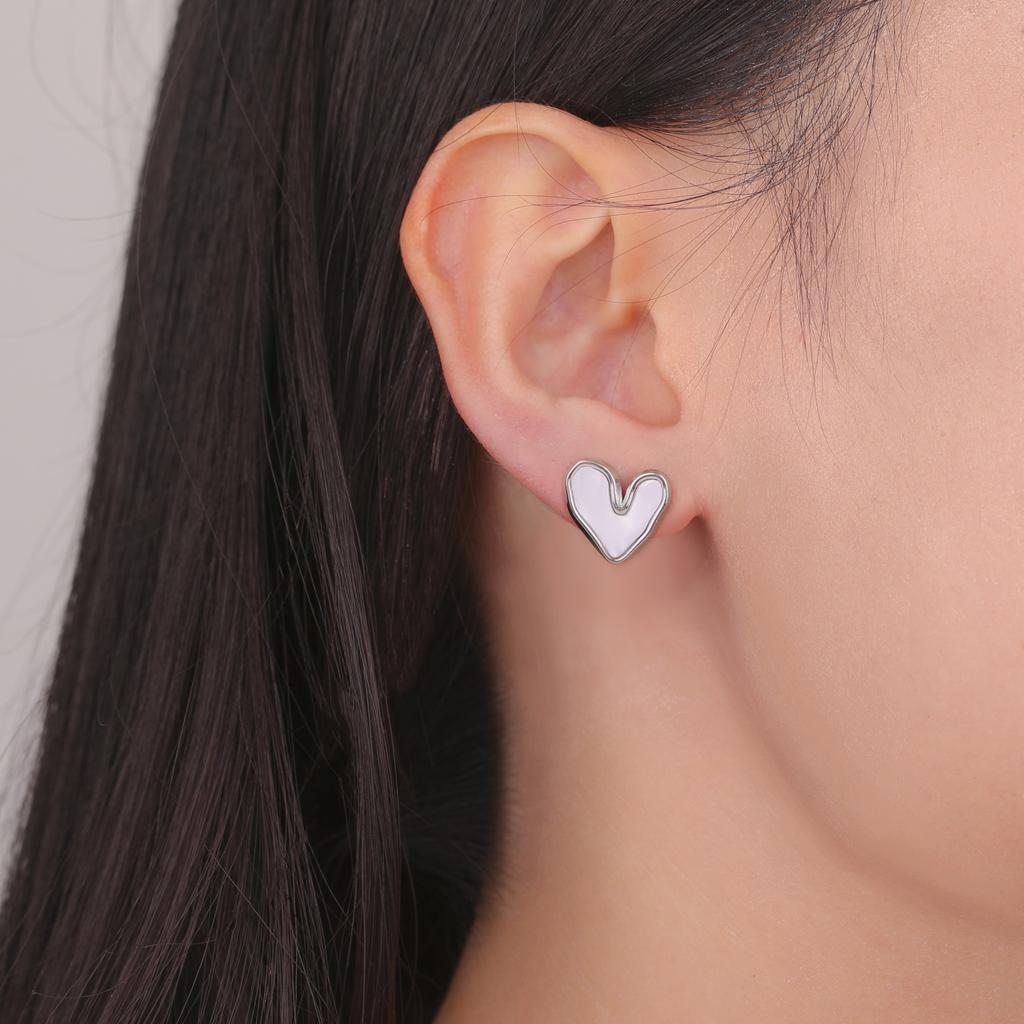 Xiaomi Skyrim White Enamel Heart Stud Earring Women Stainless Steel Minimalist Earrings 2026 Trend Jewelry Valentine's Day Gift