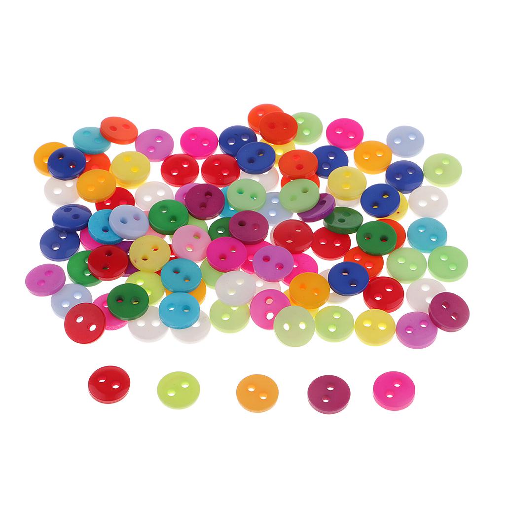 100 шт., круглая смоляная пуговица ярких цветов с 2 отверстиями для шитья, альбом для рукоделия, 6 мм