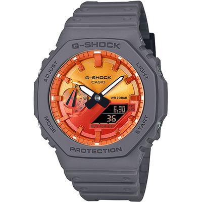 Мужские часы G-SHOCK GA-2100FL-8AJF [G-SHOCK Flame inside Series] Круглые серые цифровые аналоговые