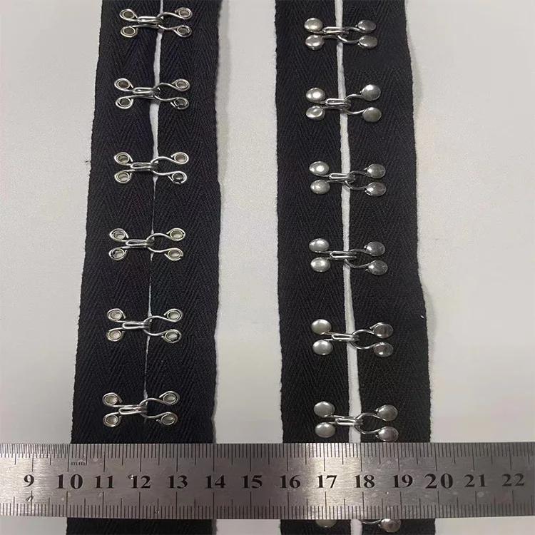 2meters 4cm Wide Black White Cotton Webbing Eyelet Metal Buckle Trimming DIY Clothing Home Textile Accessories Sewing Craft