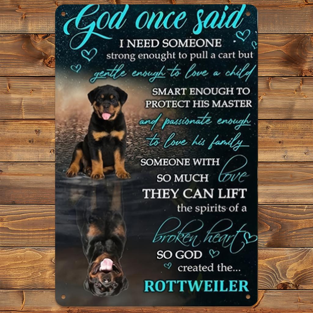Rottweiler Liebhaber Metall Wanddekoration Deutsche Hunderassen Zitate und Gott hat diese Rasse erschaffen Spruch
