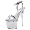 Fashion Super High Heel 18cm Shoes Silver Stiletto Cross Straps Women's Sandals Nightclub Sex 41 42 43 Women Shoes Pole Dance