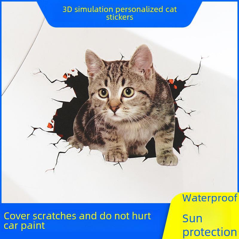 3D Креативные наклейки на автомобиль с кошками - Милые, забавные наклейки на царапины
