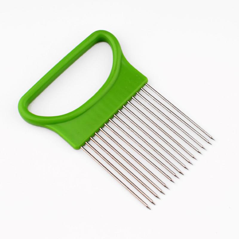 Handy Stainless Steel Onion Holder Creative Kitchen Tool Vegetable Potato Slicing Kitchen Gadget Meat Cutting Needle