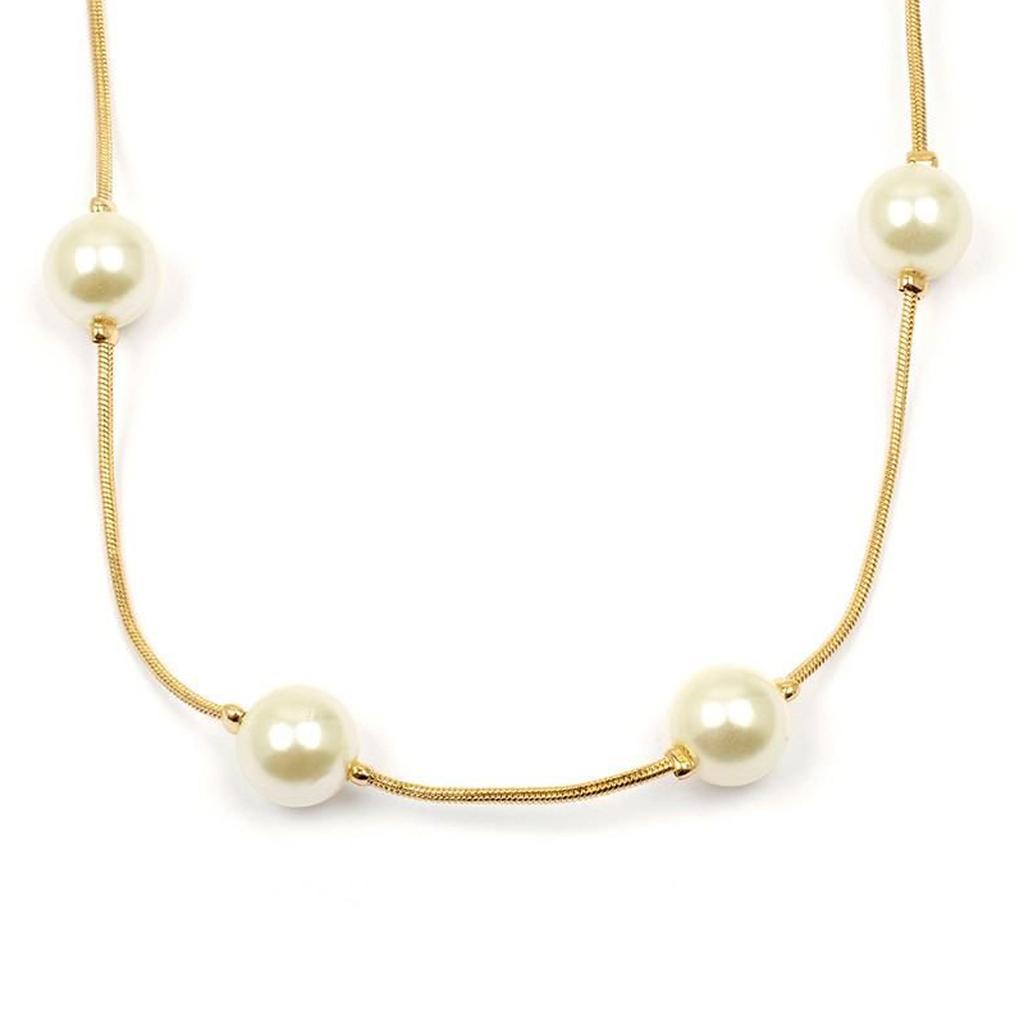 Les Trésors De Lily [L4343] - Gold Plated Necklace 'Perla' Ivory Gold - 45 Cm 10 Mm