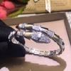 Luxury Brand Original Sterling Silver Color Bracelet Classic Snake Bangle Bracelet Inlaid Zircon Women 'S Fashion Jewelry Gift