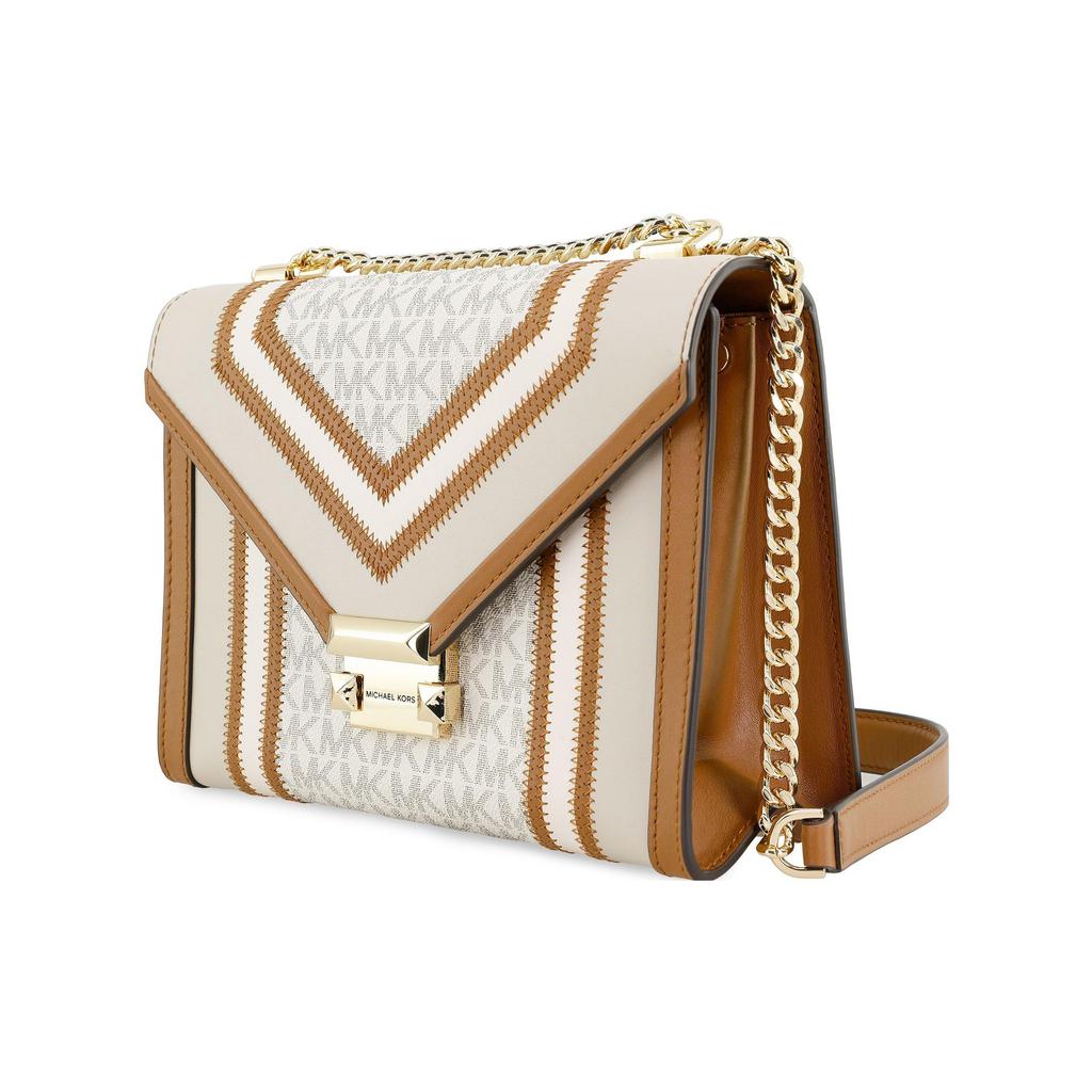 Michael Kors MK Whitney Сумка-конверт с принтом винтажной цепи Женская сумка через плечо Коричневый Бежевый 30H8GWHL3B-170